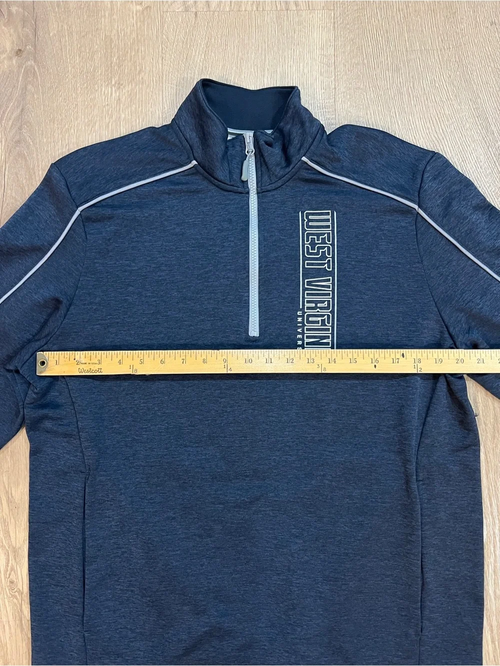 WVU Mountaineers Champion Navy Half- Zip Pullover West Virginia Chest Print